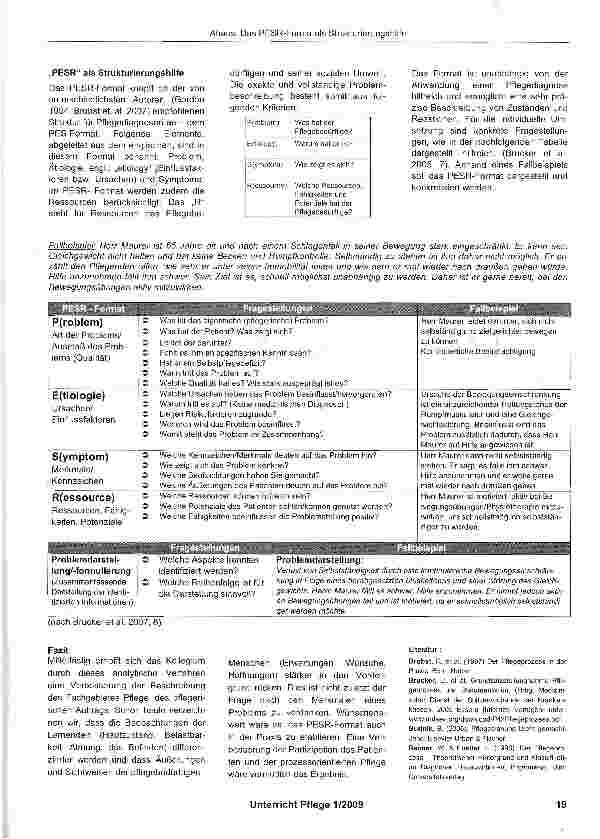 Vorschauseite 2: Das PESR-Format als Strukturierungshilfe bei der Pflegeplanung -ein Praxisbericht