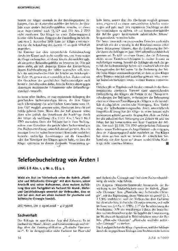 Vorschauseite 1: Telefonbucheintrag von Ärzten I