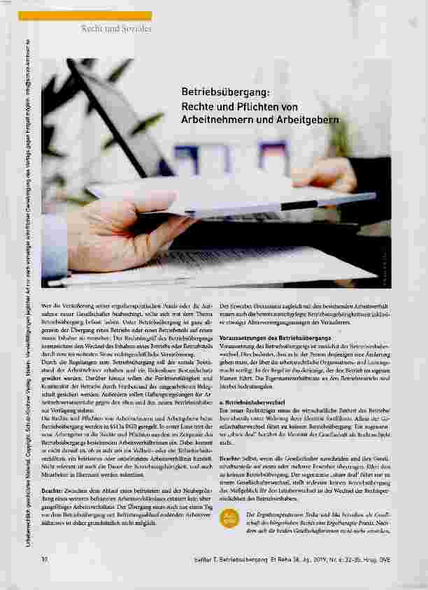 Vorschauseite 1: Betriebsübergang: Rechte und Pflichten von Arbeitnehmern und Arbeitgebern