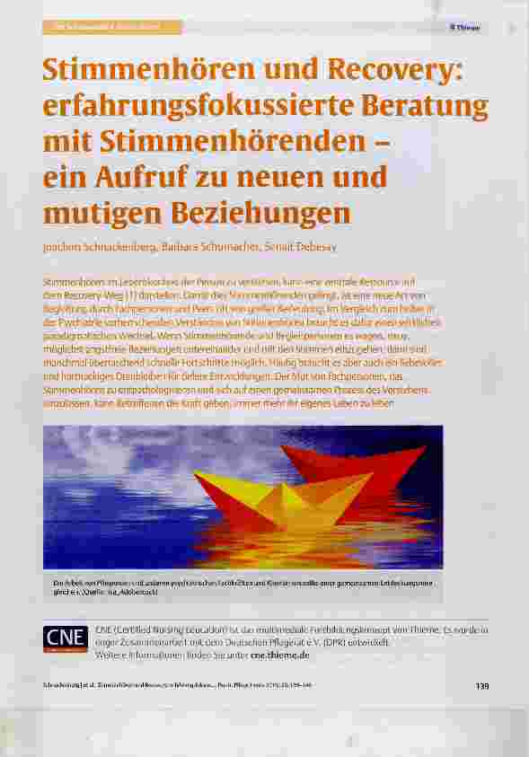 Vorschauseite 1: Stimmenhören und Recovery: erfahrungsfokussierte Beratung mit Stimmenhörenden - ein Aufruf zu neuen und mutigen Beziehungen
