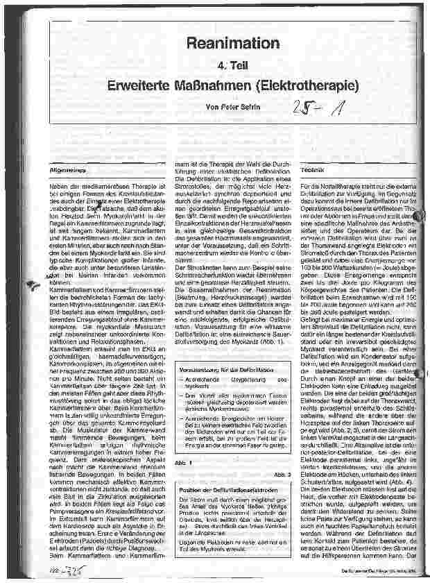 Vorschauseite 1: Reanimation 4. Teil: Erweiterte Maßnahmen (Elektrotherapie)