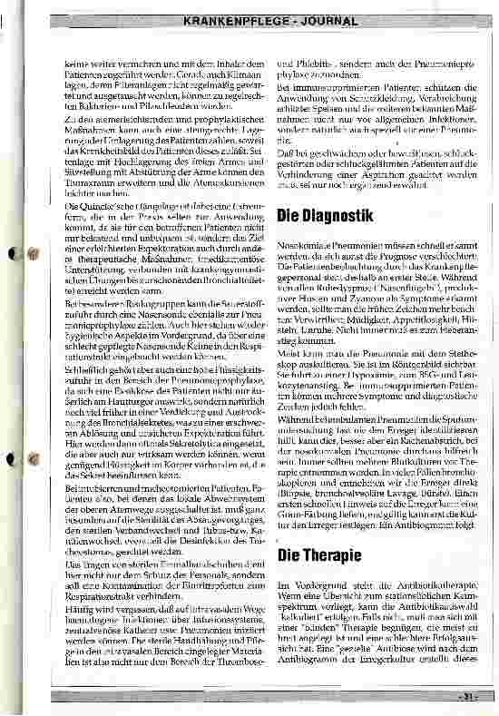 Vorschauseite 3: Nosokomiale Pneumonien und Pneumonieprophylaxen