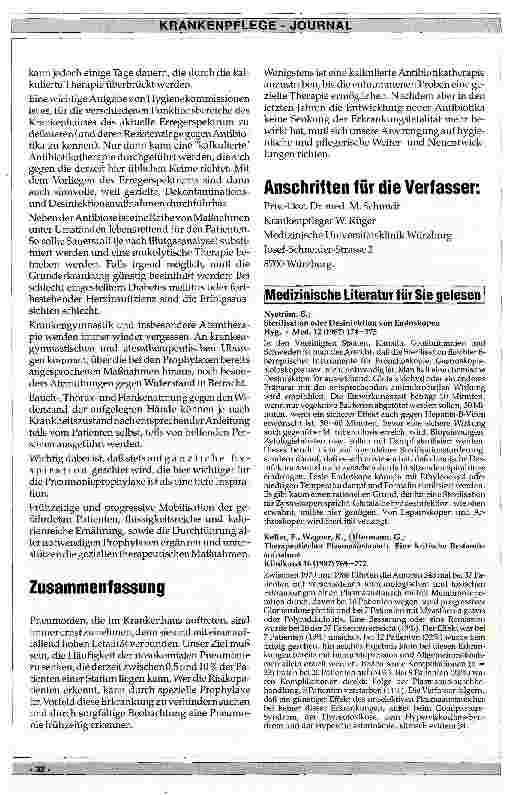 Vorschauseite 4: Nosokomiale Pneumonien und Pneumonieprophylaxen