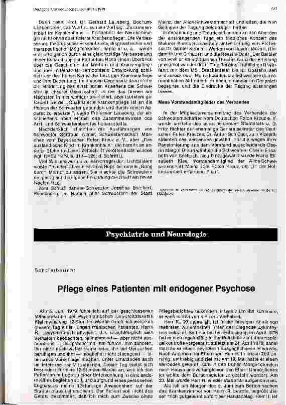 Vorschauseite 1: Pflege eines Patienten mit endogener Psychose
