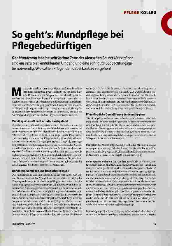 Vorschauseite 1: So geht es: Mundpflege bei Pflegebedürftigen