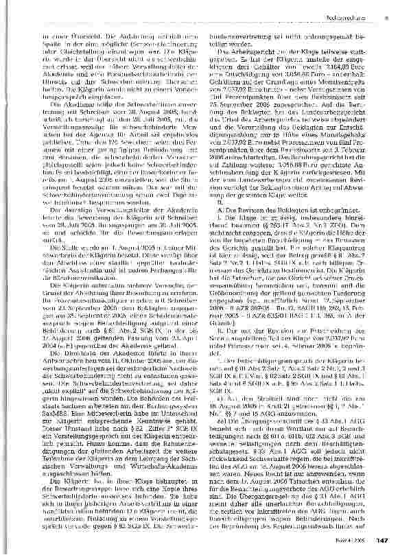 Vorschauseite 3: Benachteiligung einer schwerbehinderten Bewerberin