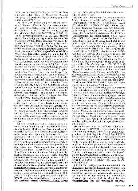 Vorschauseite 5: Benachteiligung einer schwerbehinderten Bewerberin