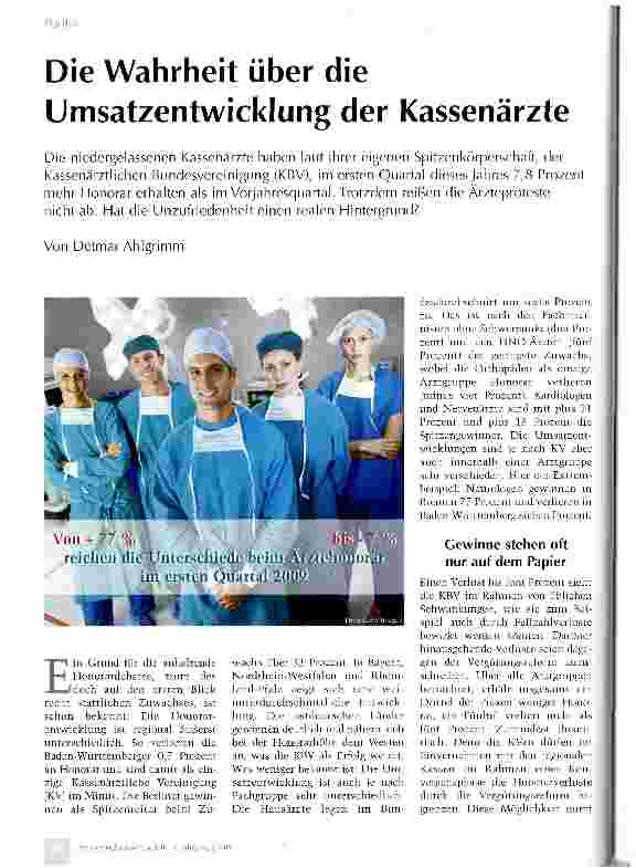 Vorschauseite 1: Die Wahrheit über die Umsatzentwicklung der Kassenärzte