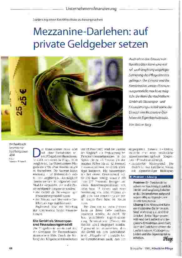 Vorschauseite 1: Mezzanine-Darlehen: auf private Geldgeber setzen