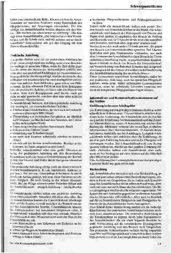 Vorschauseite 2: Zur Situation der praktischen Ausbildung in der Krankenpflege Ergebnisse einer Forschungsarbeit