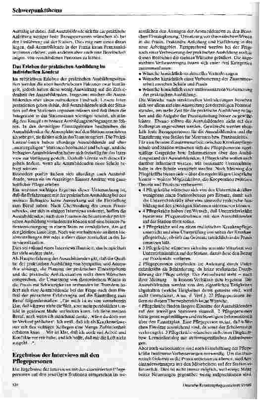 Vorschauseite 3: Zur Situation der praktischen Ausbildung in der Krankenpflege Ergebnisse einer Forschungsarbeit