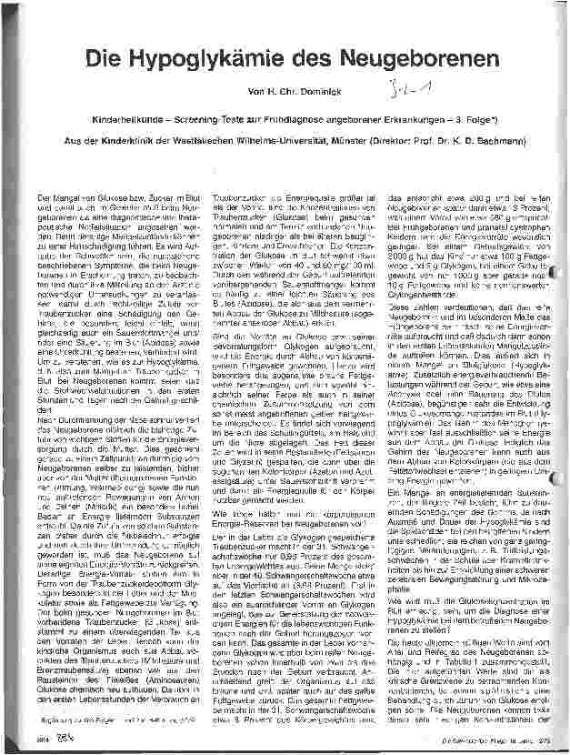 Vorschauseite 1: Die Hypoglykämie des Neugeborenen