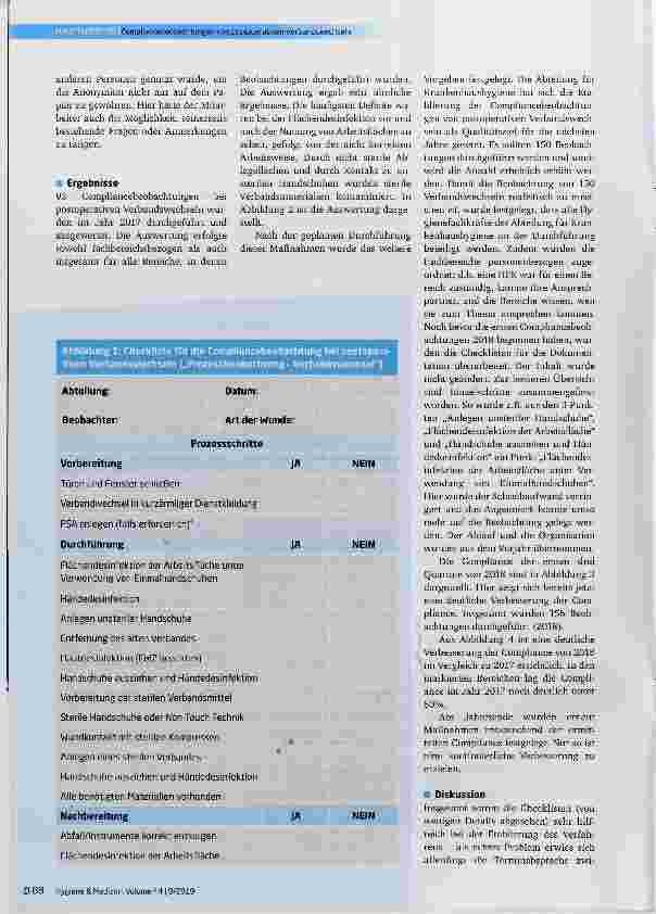 Vorschauseite 3: Compliancebeobachtungen von postoperativen Verbandswechseln