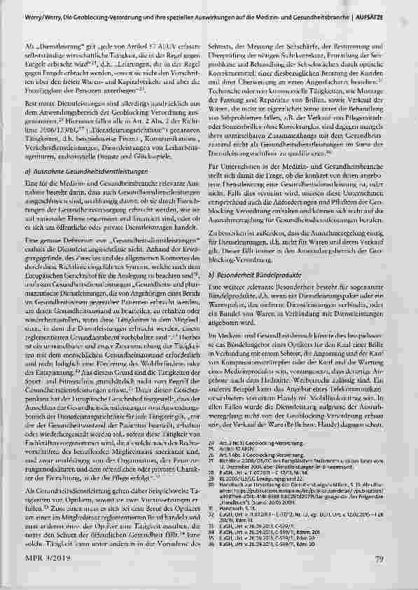 Vorschauseite 3: Die Ceoblocking-Verordnung und ihre speziellen Auswirkungen auf die Medizinund Gesundheitsbranche