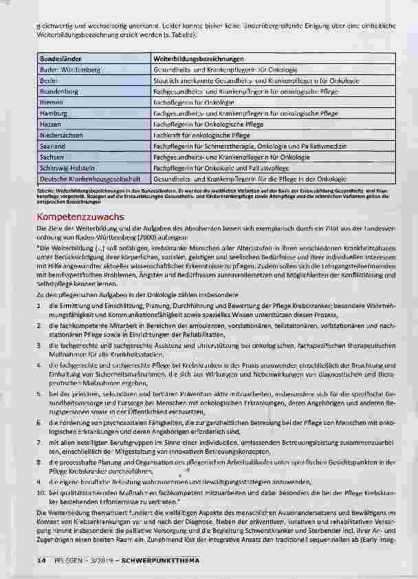 Vorschauseite 3: FACHWEITERBILDUNG IN ONKOLOGISCHER PFLEGE