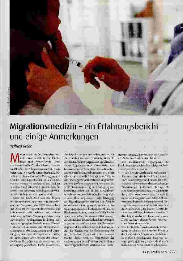Vorschauseite 1: Migrationsmedizin ein Erfahrungsbericht und einige Anmerkungen