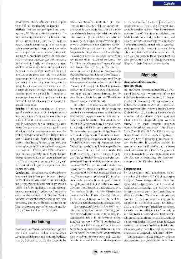 Vorschauseite 2: Einfluss der Einreibetechnik auf die benötigte Einreibezeit und die Benetzung der Hand bei der hygienischen Händedesinfektion