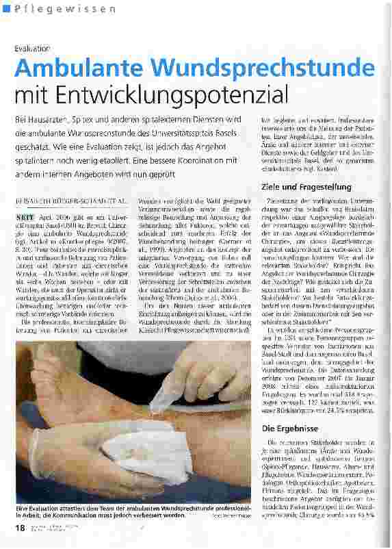 Vorschauseite 1: Ambulante Wundsprechstunde mit Entwicklungspotenzia