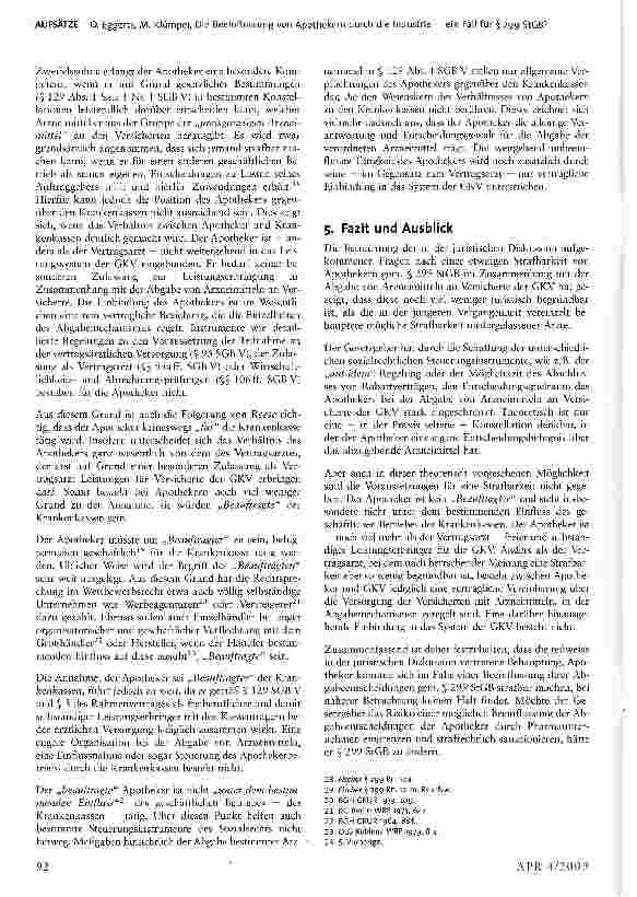 Vorschauseite 5: Die Beeinflussung von Apothekern durch die Industrie - ein Fall für § 299 StGB?