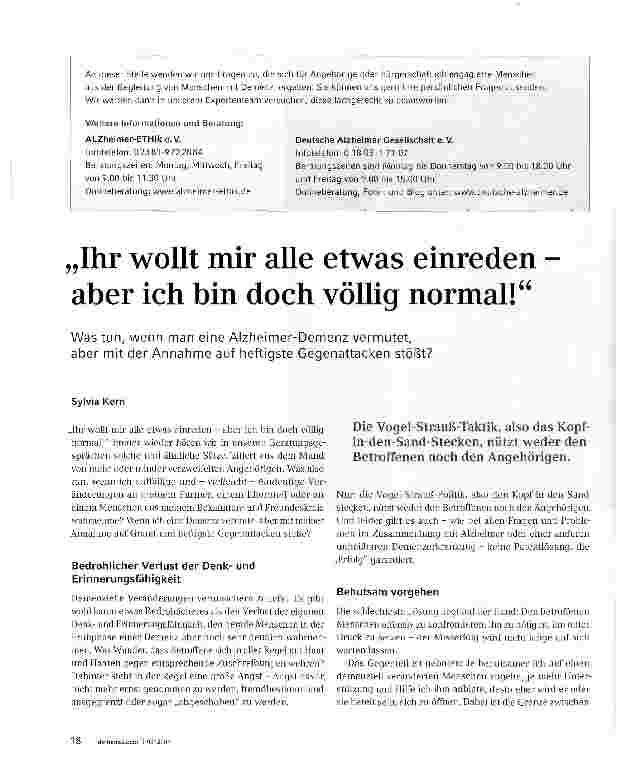 Vorschauseite 1: „Ihr wollt mir alle etwas einreden aber ich bin doch völlig normal!