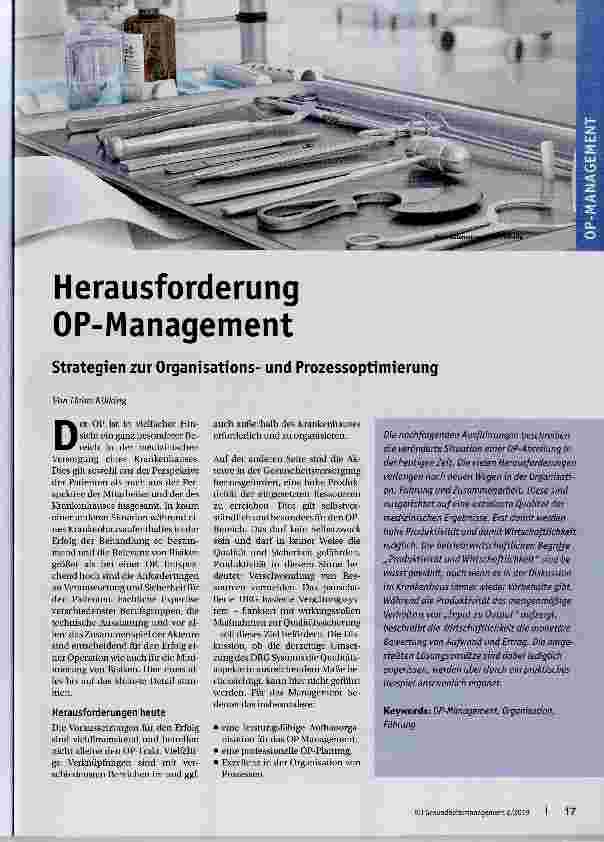 Vorschauseite 1: Herausforderung OP-Management