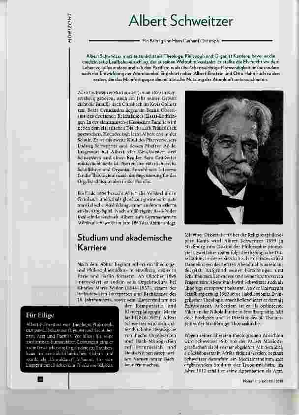 Vorschauseite 1: Albert Schweitzer