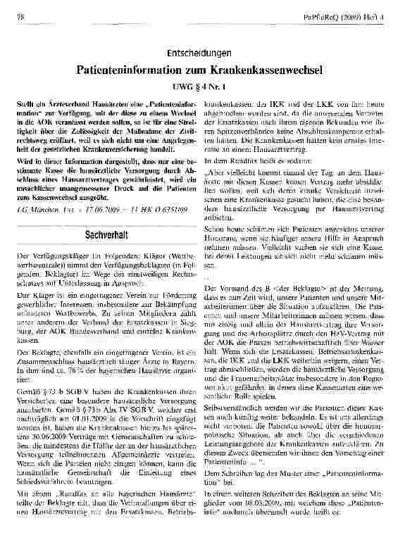 Vorschauseite 1: Entscheidungen Patienteninformation zum Krankenkassenwechsel