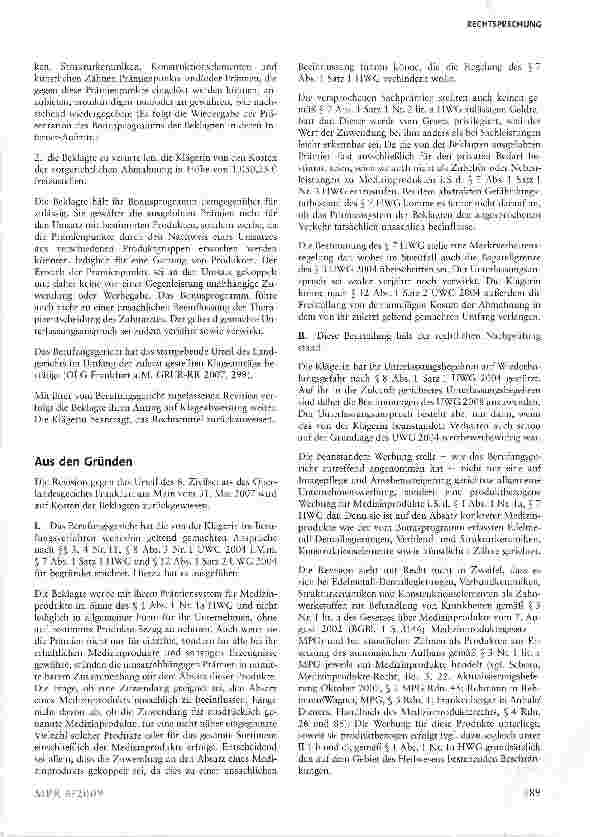 Vorschauseite 2: Prämiensystem für den Bezug von Medizinprodukten