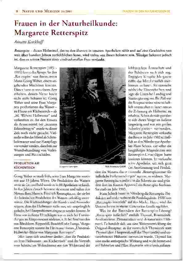 Vorschauseite 1: Frauen in der Naturheilkunde: Margarete Retterspitz