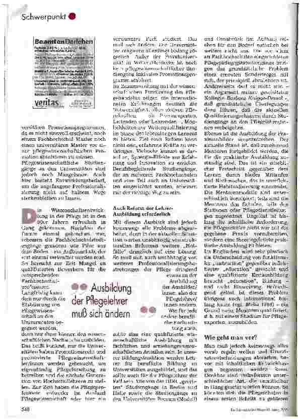 Vorschauseite 4: Überlegungen zur Weiterentwicklung der Pflegeberufe