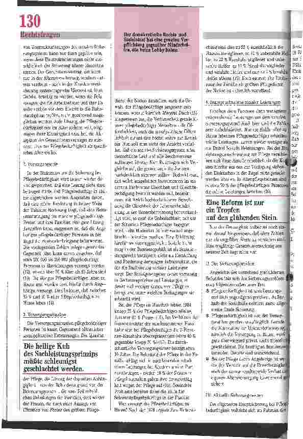 Vorschauseite 3: Die verschleppte Reform der Pflegeversicherung Eine unendliche sozialpolitische Geschichte I