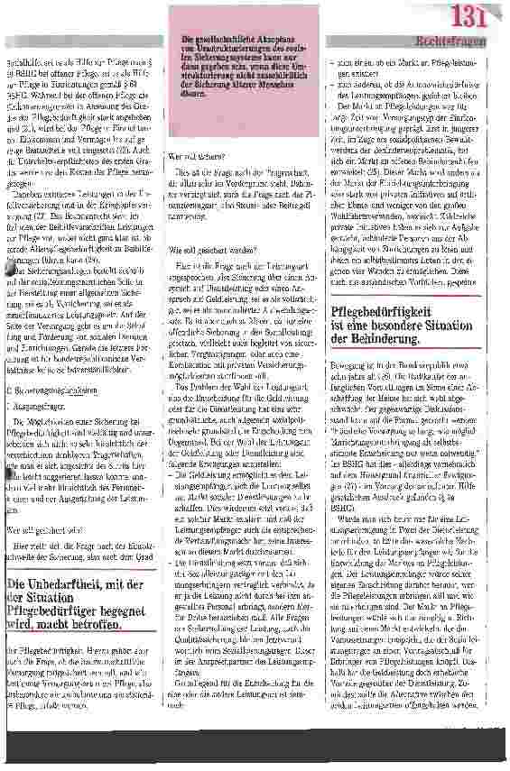 Vorschauseite 4: Die verschleppte Reform der Pflegeversicherung Eine unendliche sozialpolitische Geschichte I