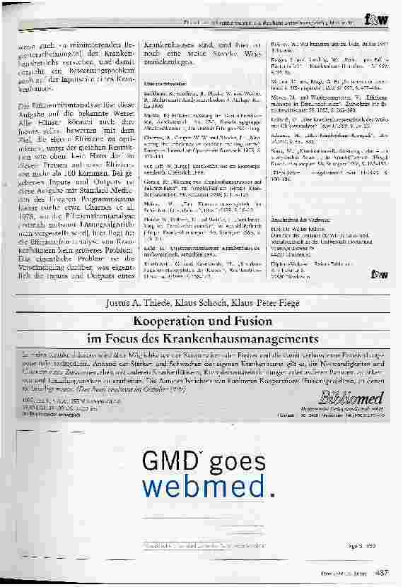 Vorschauseite 6: Den einen und einzig wahren Krankenhaus-Betriebsvergleich gibt es nicht Ein Plädoyer für die Suche nach neuen Wegen zum Erfolg