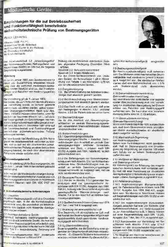 Vorschauseite 1: Medizinische Geräte Empfehlungen für die Prüfung von Beatmungsgeräte