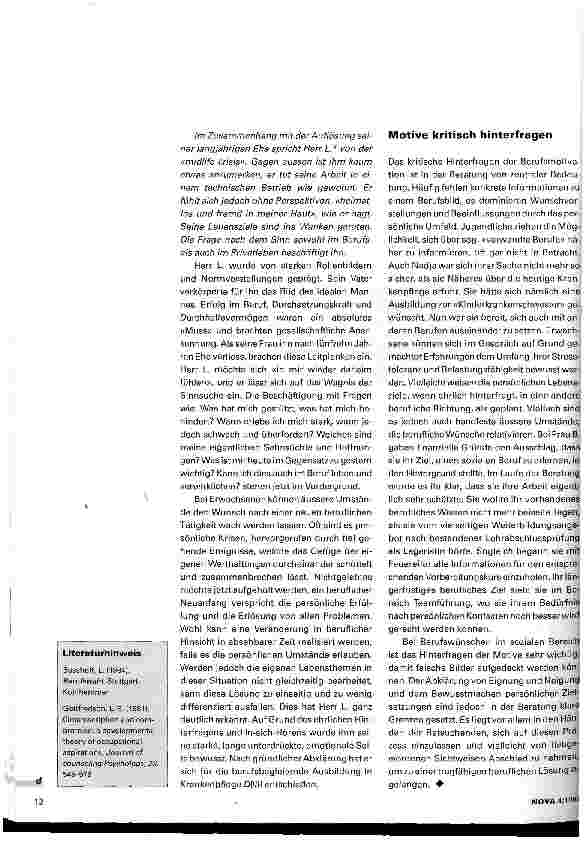 Vorschauseite 3: Neigungen...Vorbilder...Illusionen...Absichten Der Wunsch nach einem helfenden Beruf und der individuelle Berufswahlprozess