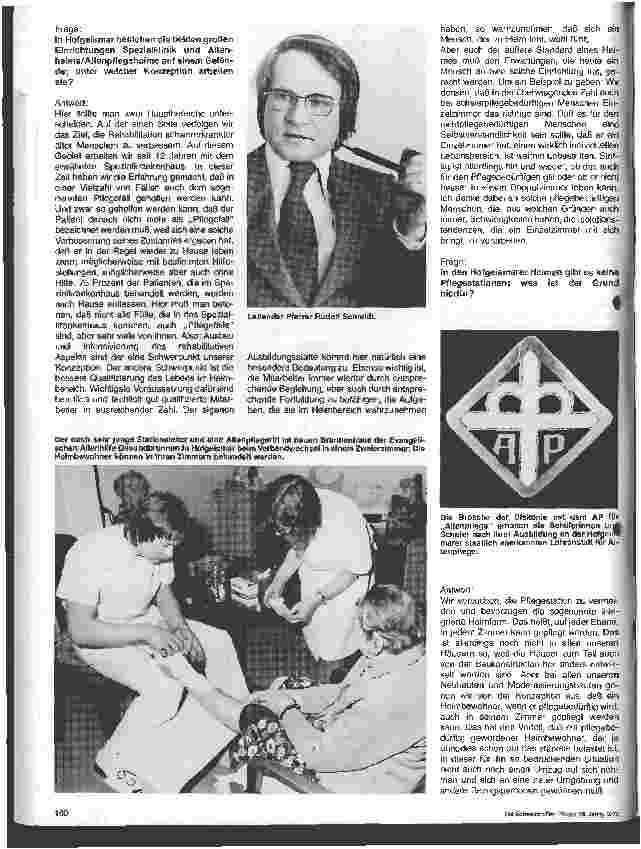 Vorschauseite 2: Aufgaben und Engagement von Schwestern und Pflegern in Altenund Pflegeheimen - Interview mit Pfarrer Rudolf Schmidt