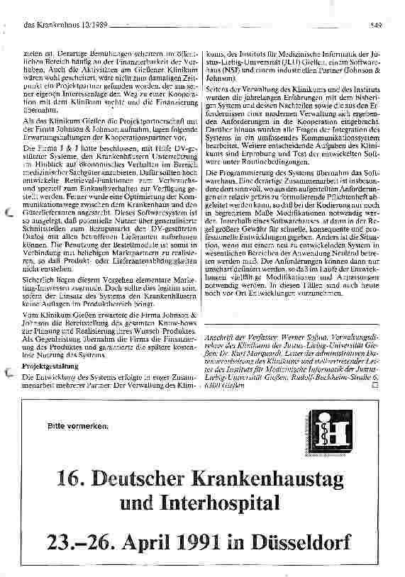 Vorschauseite 6: EDV-gestützte Materialwirtschaft als integrierter Bestandteil eines Kommunikationssystems am Klinikum Gießen