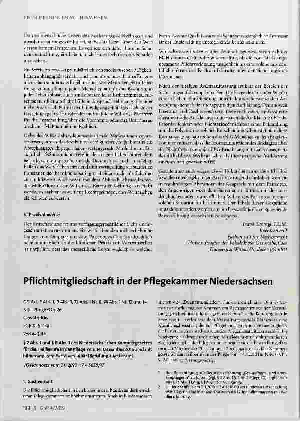 Vorschauseite 2: Kein Schmerzensgeldanspruch des Erben bei lebensund leidensverlängernden Maßnahmen