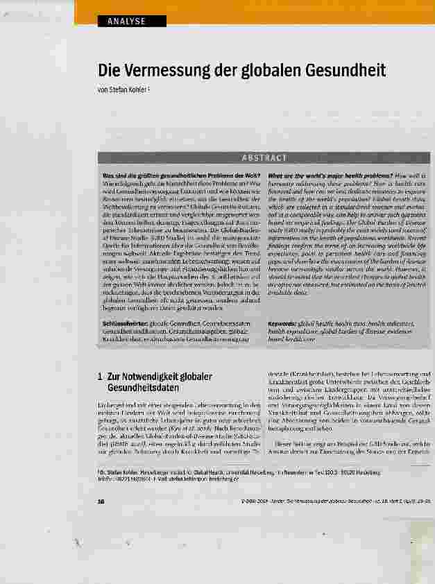 Vorschauseite 1: Die Vermessung der globalen Gesundheit