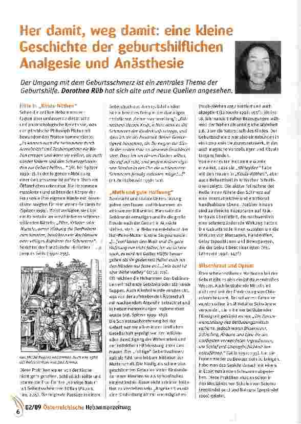 Vorschauseite 1: Her damit, weg damit: eine kleine Geschichte der geburtshilflichen Analgesie und Anästhesie