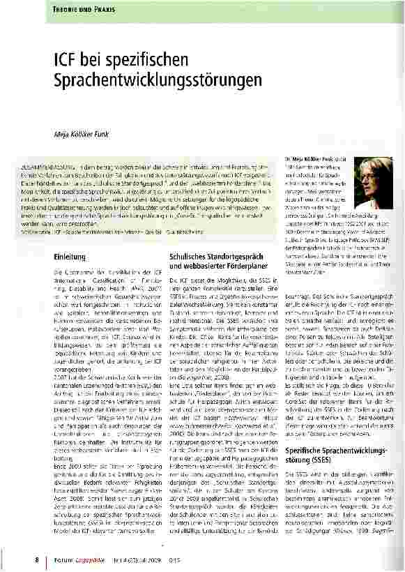 Vorschauseite 1: ICF bei spezifischen Sprachentwicklungsstörungen