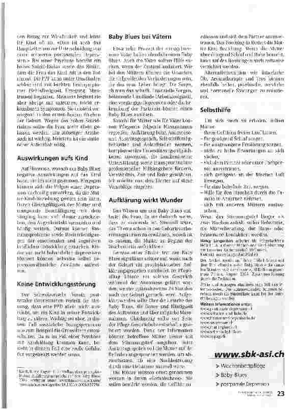 Vorschauseite 3: Aufklärung, Unterstützung und Ruhe führen aus dem Tief
