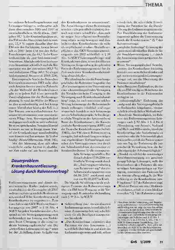 Vorschauseite 2: Zum aktuellen Stand des Entlassmanagements in Krankenhäusern