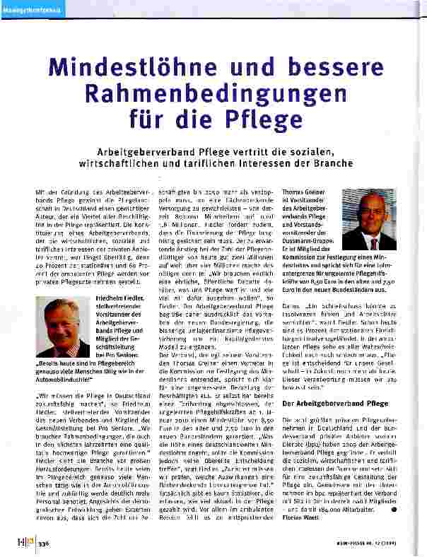 Vorschauseite 1: Mindestlöhne und bessere Rahmenbedingungen für die Pflege