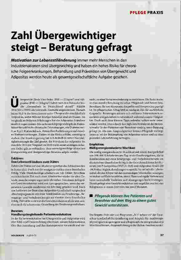 Vorschauseite 1: Zahl Übergewichtiger steigt - Beratung gefragt