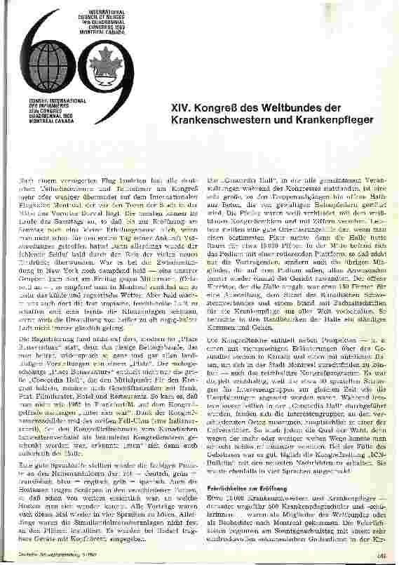 Vorschauseite 1: XIV. Kongreß des Weltbundes der Krankenschwestern und Krankenpfleger