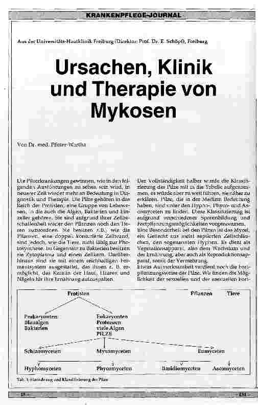 Vorschauseite 1: Ursachen, Klinik und Therapie von Mykosen