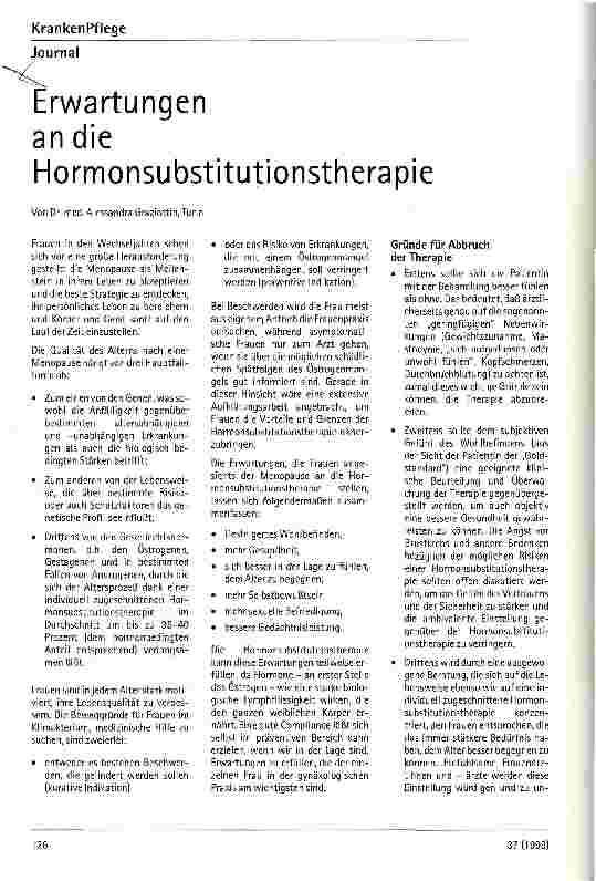 Vorschauseite 1: Erwartungen an die Hormonsubstitution
