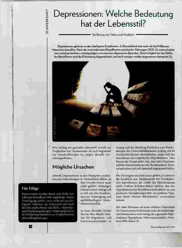 Vorschauseite 1: Depressionen: Welche Bedeutung hat der Lebensstil?