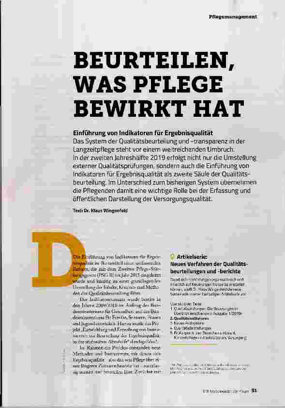Vorschauseite 1: BEURTEILEN, WAS PFLEGE BEWIRKT HAT